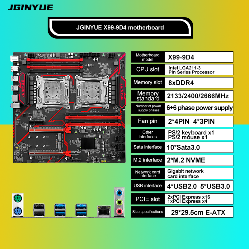JGINYUE X99‑9D4 Dual LGA2011‑3 – X99 Dual Cpu Motherboard Combo recenzja i cena
